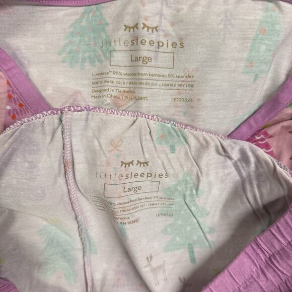 Little Sleepies Pink Merry & Bright Lunaluxe Bamboo Pajama Set Women’s Large - Picture 9 of 9